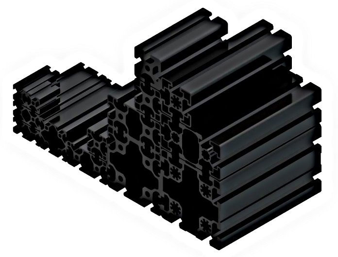 Schwarz eloxierte Profile