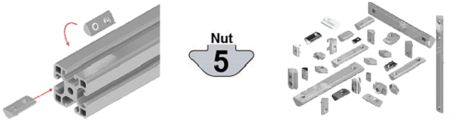 M4 Nutenstein mit Steg I-Typ Nut 5 