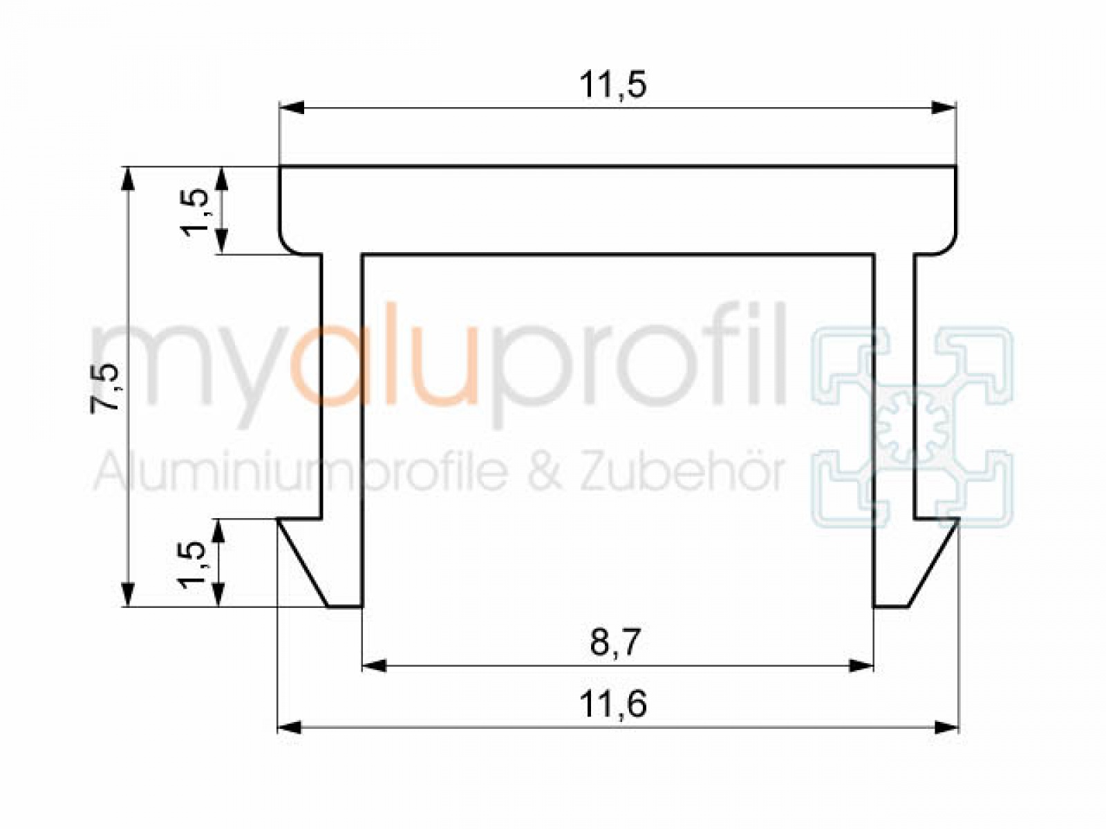 Cover profile groove 10 black B-type 2000 mm