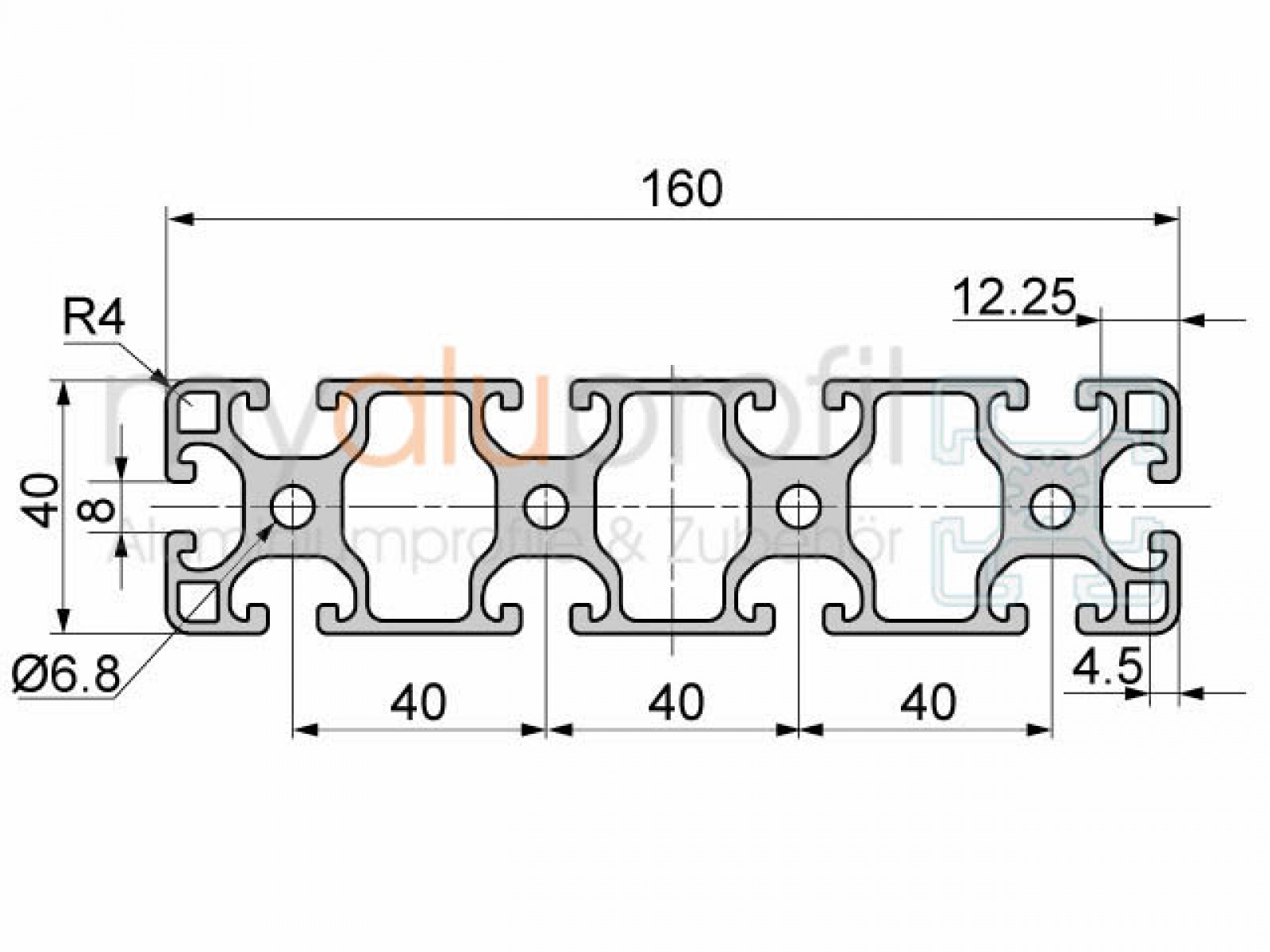 DOLD MECHATRONIK Aluminiumprofil 20x40 L I-Typ Nut 5 leicht, 500mm | 20