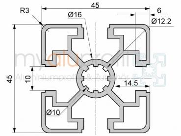 Aluminiumprofil 45x45 Mm B-Typ Nut 10 – Leicht, Silber Eloxiert, 400 Mm Länge, Für Montagesysteme