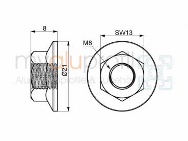 Collar nut M8 groove 10 B-type