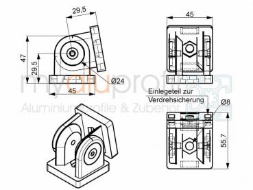 Joint 45x45 Groove 10 B-type