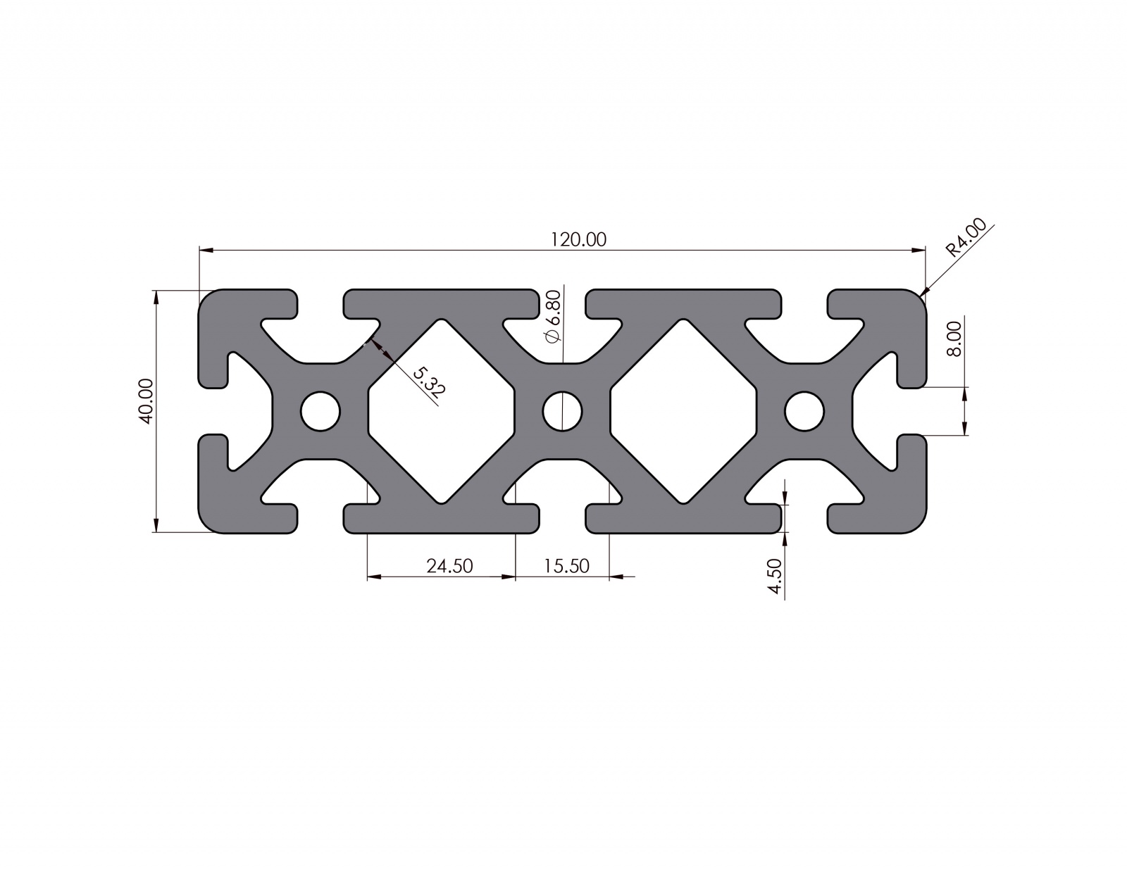 Preview: Aluminiumprofil 120x40 Nut 8 I-Typ Schwer