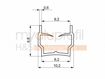 Edging profile 8 PP with rubber lip black 2000mm