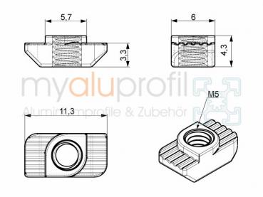 Hammer nut Slot 6 M5 B-type