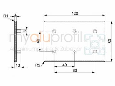 Abdeckkappe 120x80 Nut 8 I-Typ