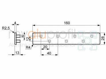 Abdeckkappe 160x28 grau Nut 8 I-Typ