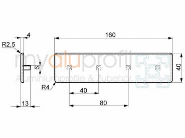 Cover cap 160x40 gray Groove 8 I-type