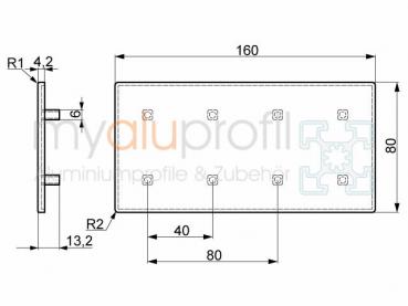 Abdeckkappe 160x80 Nut 8 I-Typ