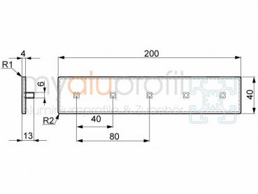 Cover cap 200x40 grey groove 8 I-type