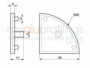 Abdeckkappe R40-90° grau Nut 8 I-Typ