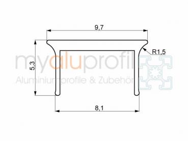 Cover profile 30 grey 2000mm Groove 8 I-type