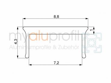Abdeckprofil schwarz 2000mm Nut 8 I-Typ