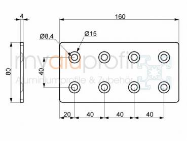 Flap 80x160 black groove 8 I-type