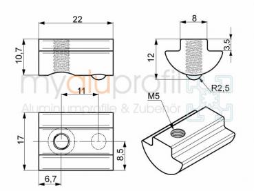 Sliding block M5 sliding groove 8 I-type