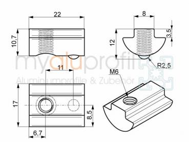 Sliding block M6 sliding groove 8 I-type