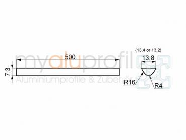 Profile bar length 500mm stainless Groove 8 I-type