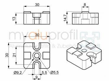 T-connector plate 30 groove 8 I-type