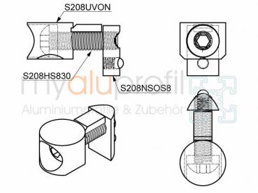 Universalverbindersatz ohne Nase Nut 8 I-Typ