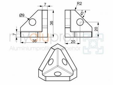 Verbinder 40x40 Nut 8 I-Typ