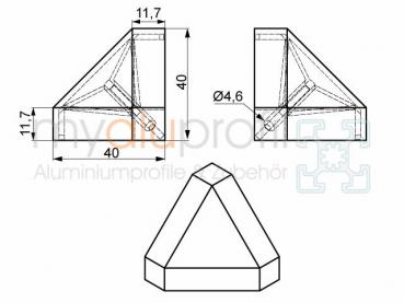 Connector cover cap 40x40-45 ° Groove 8 I-type