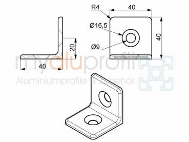 Angle 40x40 galvanized groove 8 I-type