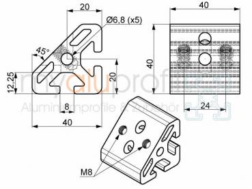 Angle element T1-40 Groove 8 I-type