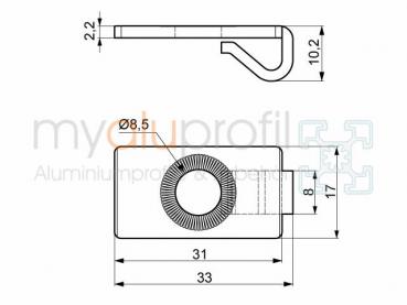 Centering plate with nose groove 8 I-type
