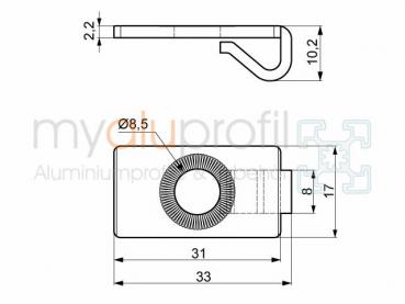 Centering plate with nose groove 8 I-type