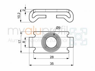 Centering plate 40 stainless groove 8 I-type