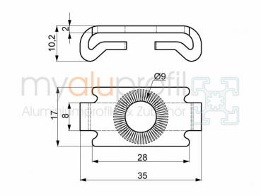 Zentrierplatte 40 rostfrei Nut 8 I-Typ