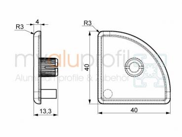 Cover cap R40-90° groove 10 B-type