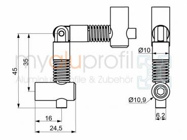 Double miter connector 0°