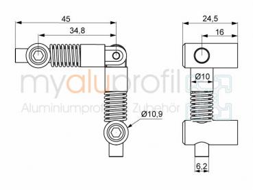 Double miter connector 90°