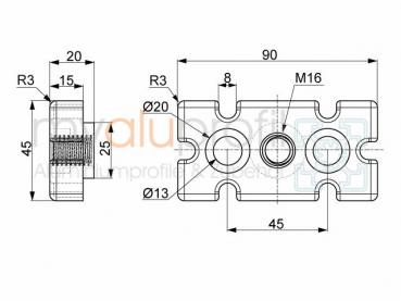 Foot plate 45x90 M16 groove 10 B-type