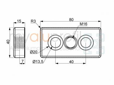 Foot plate 80x40 M16 groove 10 B-type