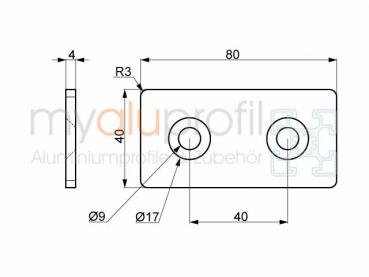 Lasche 40x80 verzinkt Nut 10 B-Typ