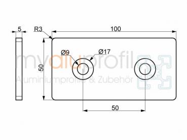 Latch 50x100 black slot 10 B-type
