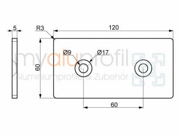 Latch 60x120 black slot 10 B-type