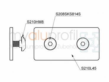 Latch 45x90 set black slot 10 B-type