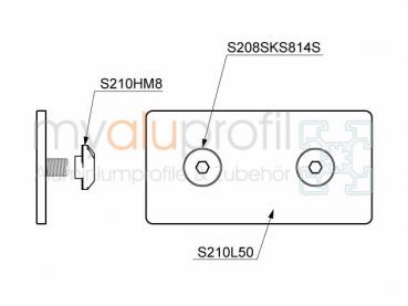 Latch 50x100 black set slot 10 B-type