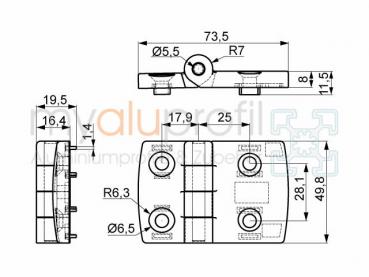 Scharnier 8-10 Alu 30x45