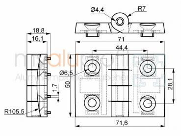 Hinge alu 40 slot 10 B-type