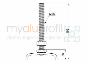 Adjustable foot D90 M16x150 Groove 10 B-type