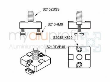 T-connector plate 45 set