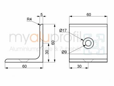 Angle 60x60 black groove 10 B-type