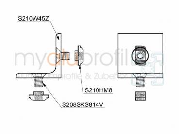 Winkel 45x45 verzinkt Satz Nut 10 B-Typ