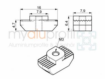 Hammer nut Groove 8 M3 B-type