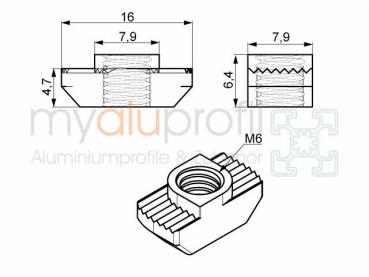 Hammer nut Groove 8 M6 B-type